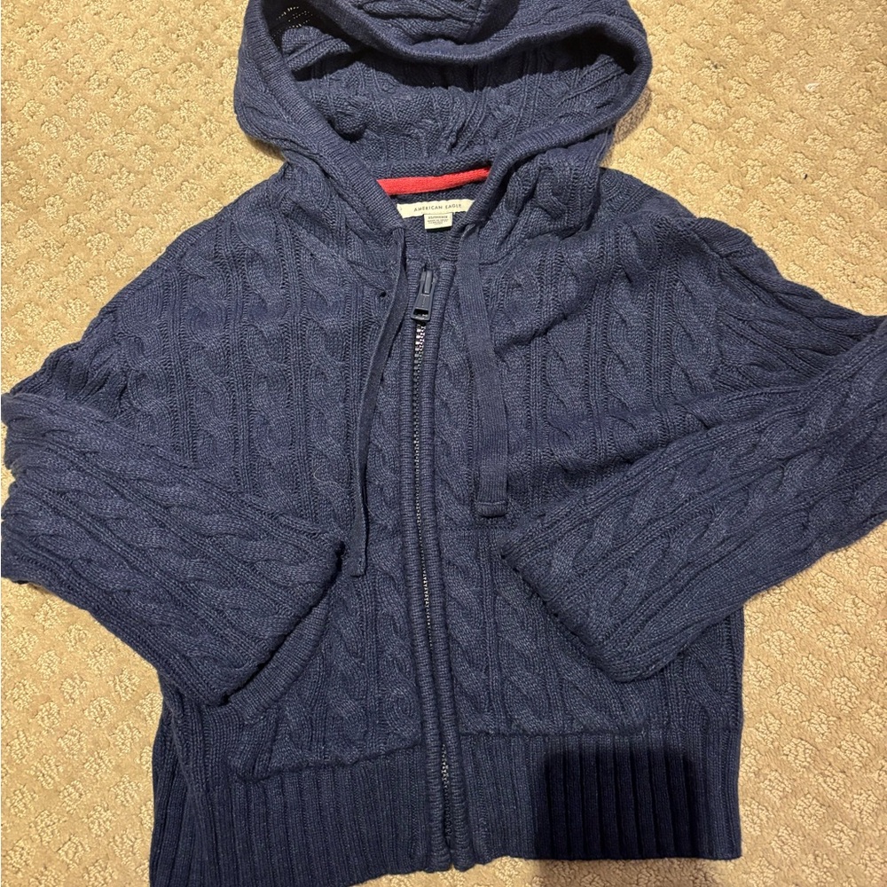 AE Navy Cable Knit Jacket